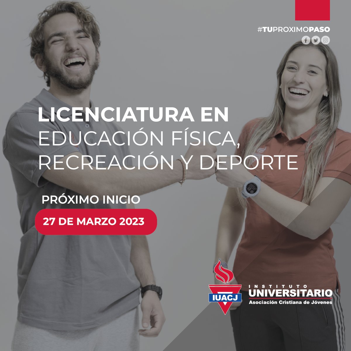 Licenciatura en Educación Física, Recreación y Deporte.
Carrera Universitaria reconocida por el Ministerio de Educación y Cultura.

Próximo inicio: 27 de marzo 2023
Inscripciones abiertas

iuacj.edu.uy/IUACJ/lefryd/