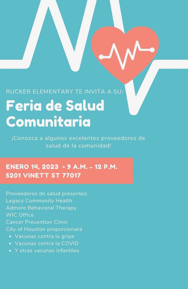 RuckerHISD's tweet photo. Let’s stay healthy, Rucker community! 🍎👩‍⚕️👨‍⚕️ @HISDREADY2RISE @HISDFACE @HISD_HPE @TexasChildrens @HISD_Wraparound 🏥 https://t.co/YYRmQ9pNGJ