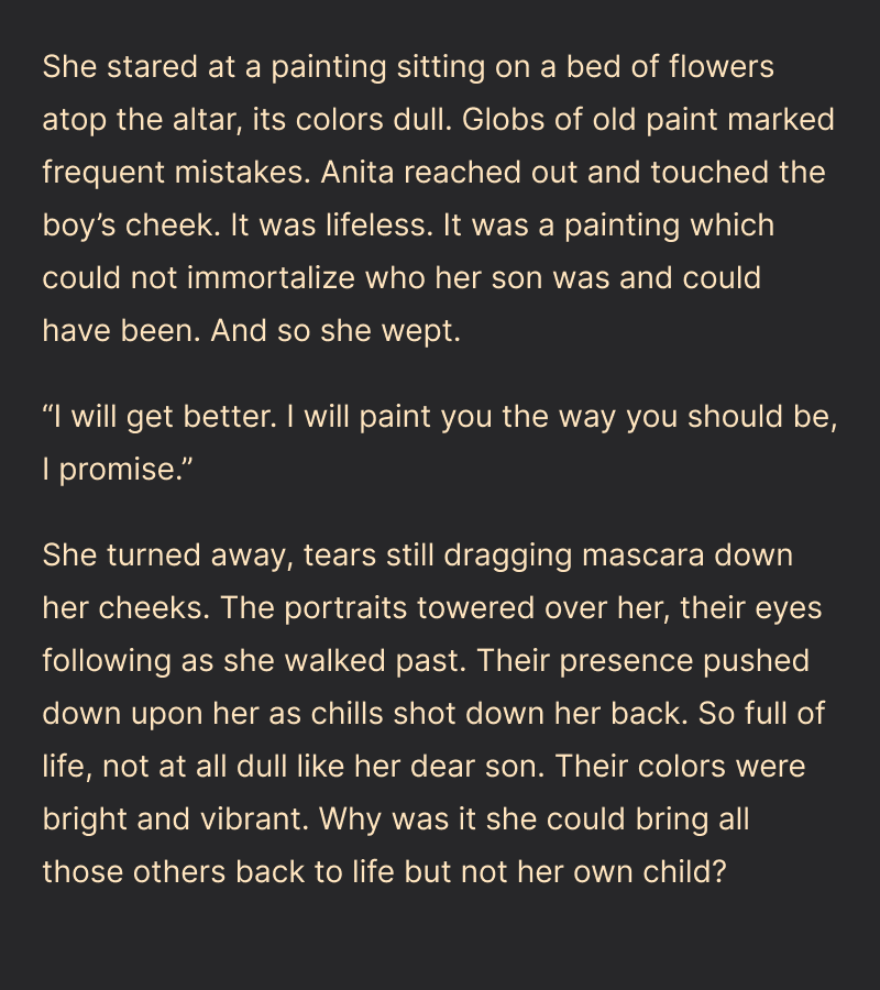 Flash Fiction #14 - Watercolor Children

Posting #fantasy, #scifi, &amp; #horror daily at 6pm PST. Follow for more!

Read the previous story here: x.com/Will_Roseberry…

#MustRead #AmReading #Reading #ReadingCommunity #WritingCommunity #writing #LookMomIWrite