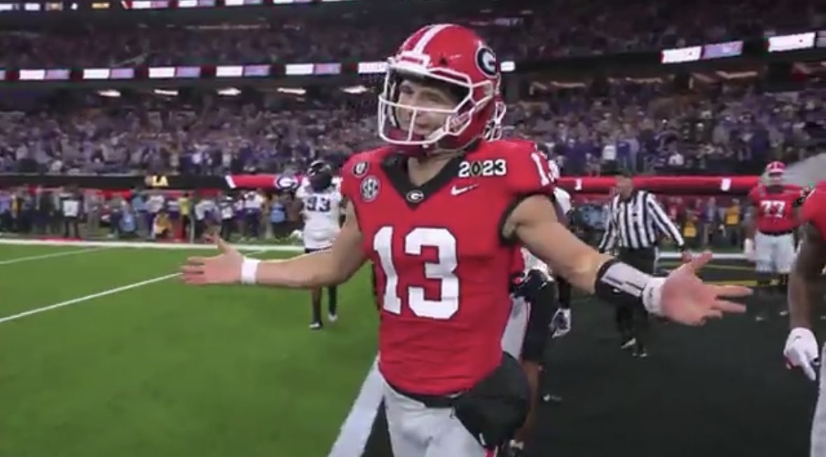 BarstoolCFB's tweet photo. Stetson Bennett is having more fun than you https://t.co/5f2useZALR