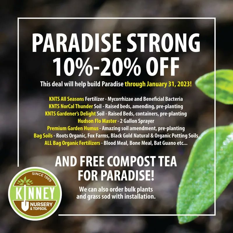 KinneyTopsoil's tweet photo. 🤜🤛

#paradisestrong #paradisestronger #paradisecalifornia #paradiseca #ridgerising #resilience #norcal #paradiseresources #townofparadise #growbig #growyourown #norcalfarmer #organic https://t.co/8CSFFpe1sz