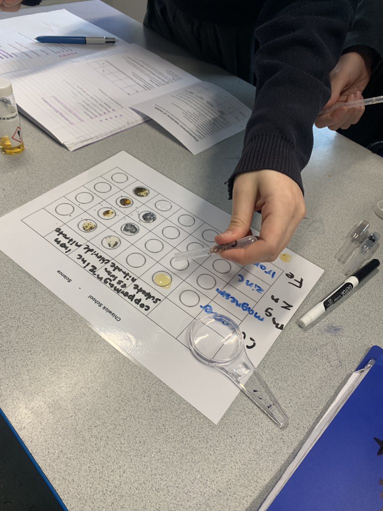 My wonderful year 8s investigating reactivity using “microscale” displacement reactions <a href="/RSC_EiC/">EiC</a> <a href="/ChiswickSchool/">Chiswick School</a> 💧🧪🤩