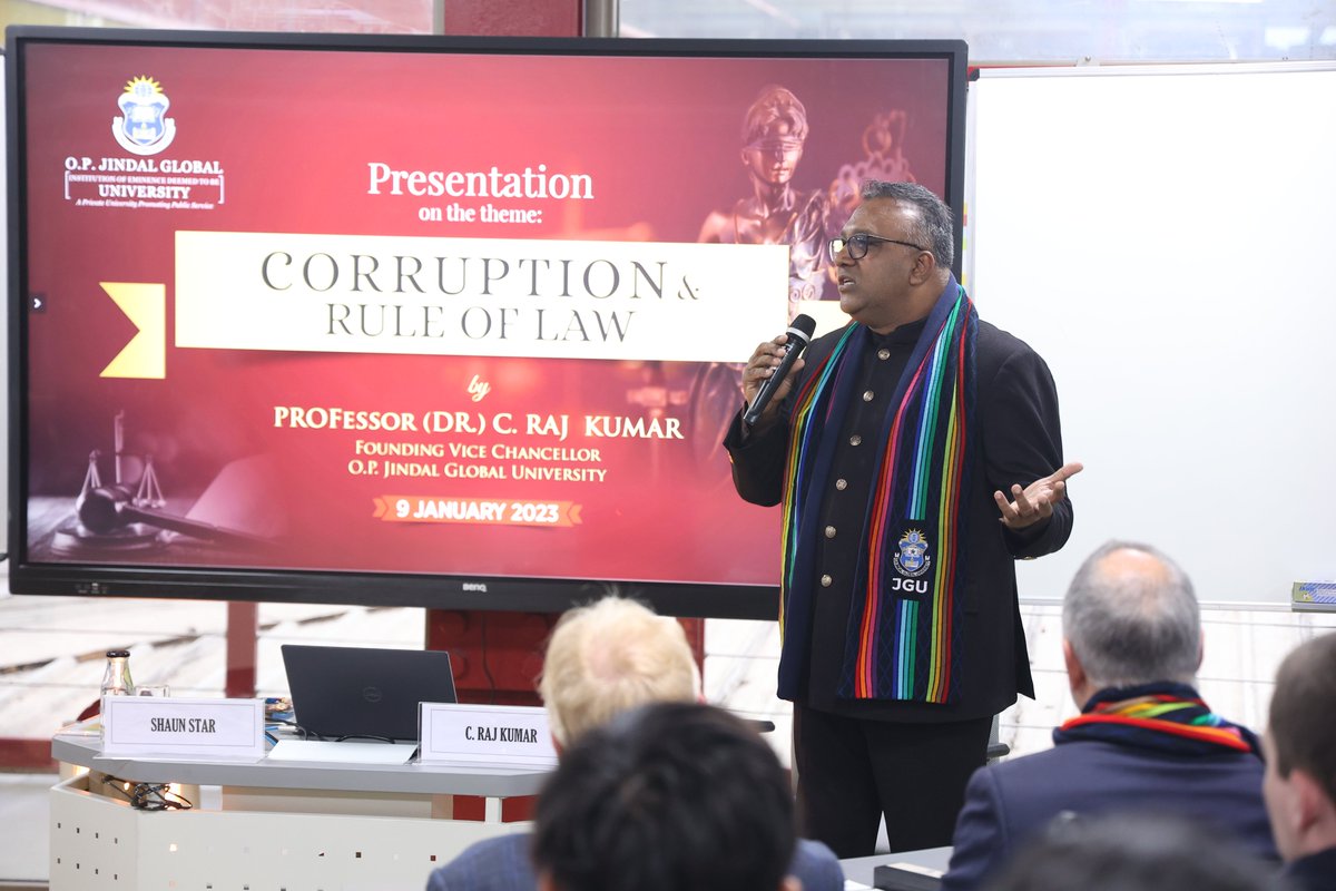 JindalGlobalUNI's tweet image. #JGU VC Prof. C. Raj Kumar delivered a lecture on Corruption and Rule of Law to students from 
@MonashUni &amp;amp; @Sydney_Uni here for the next 2 weeks for their #Immersionprograms 
#highereducation #internationalstudents #GIG