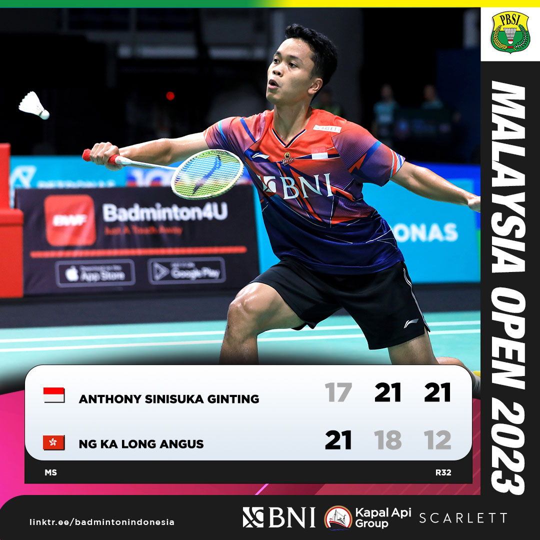 INABadminton's tweet photo. Lewat rubber game, Ginting susul Jojo ke babak 16 besar.

#PMO2023 https://t.co/aC2NqzV6M9