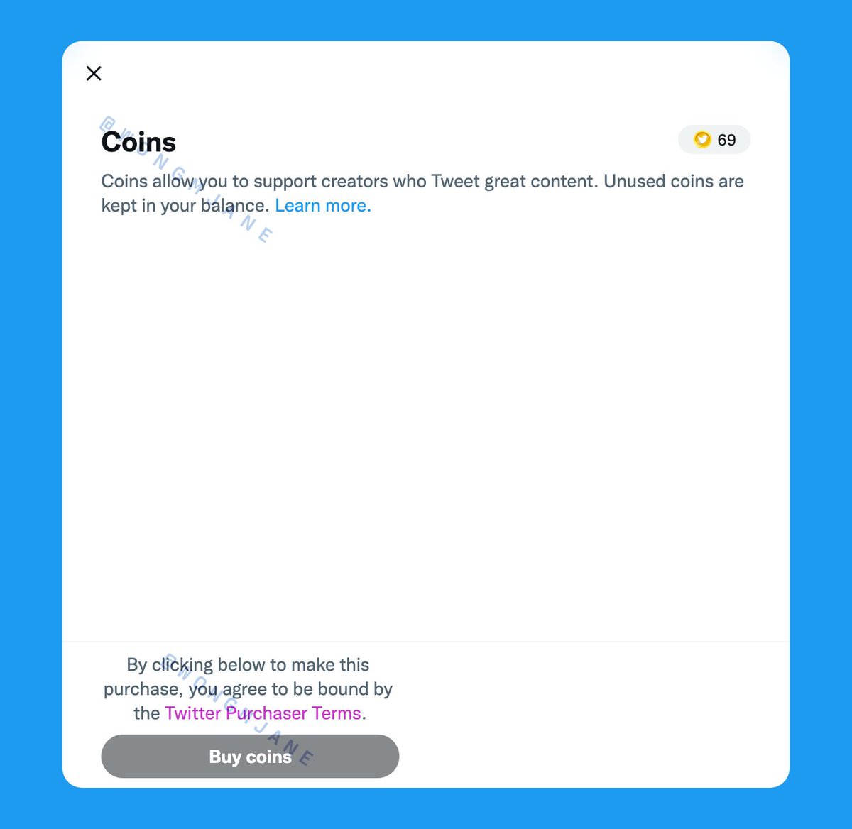 Twitter is working on Coins purchasing screen

On the web, Twitter Coins purchase will be done through Stripe