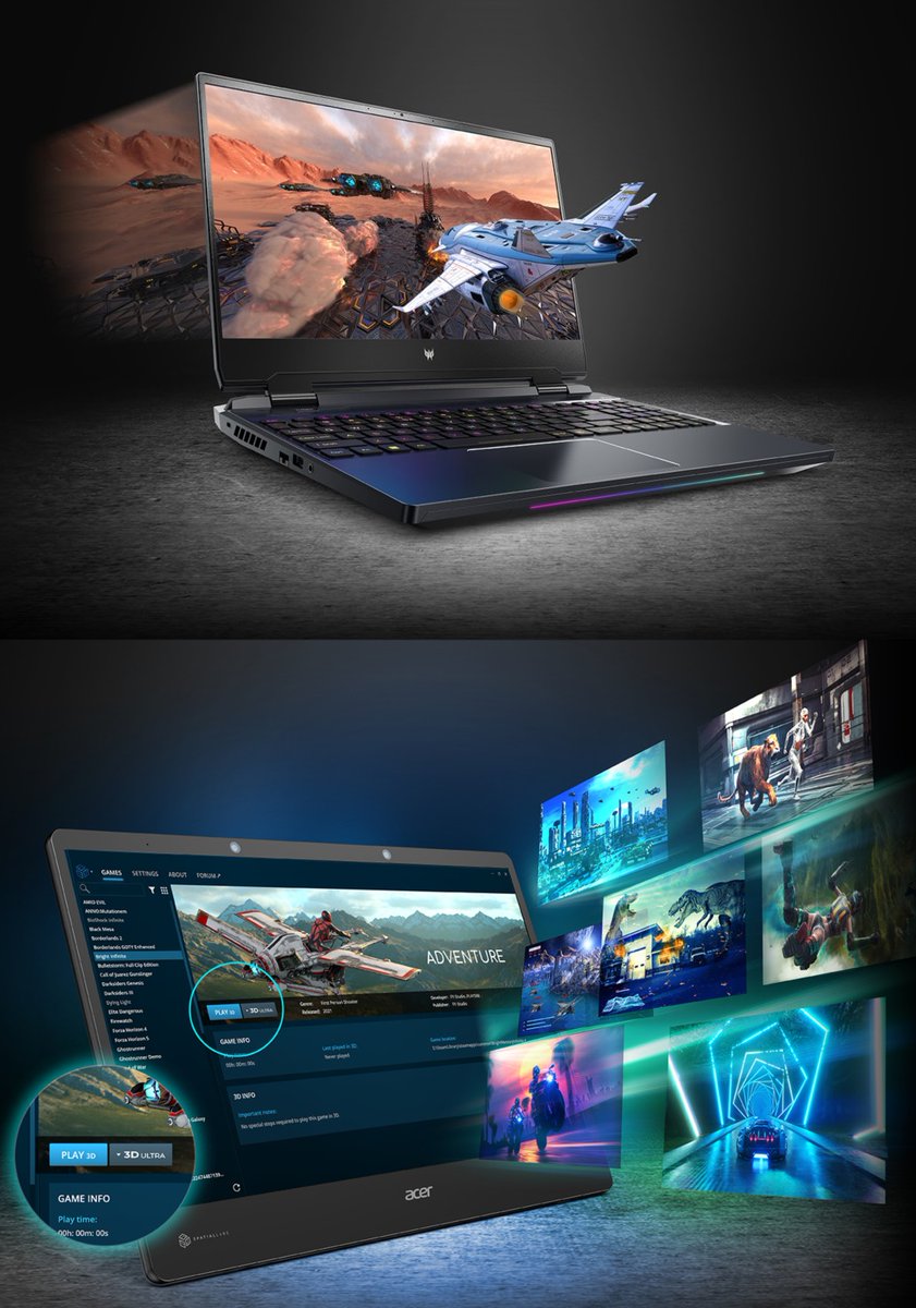 Glasses-free 3D #gaming is the next big thing and with the launch of the new 3D Ultra Mode in SpatialLabs TrueGame at #CES2023 for Predator Helios 300 SpatialLabs Edition, Acer SpatialLabs View display etc. @Acer and @PredatorGaming are taking it further.

#tech #NextAtAcer