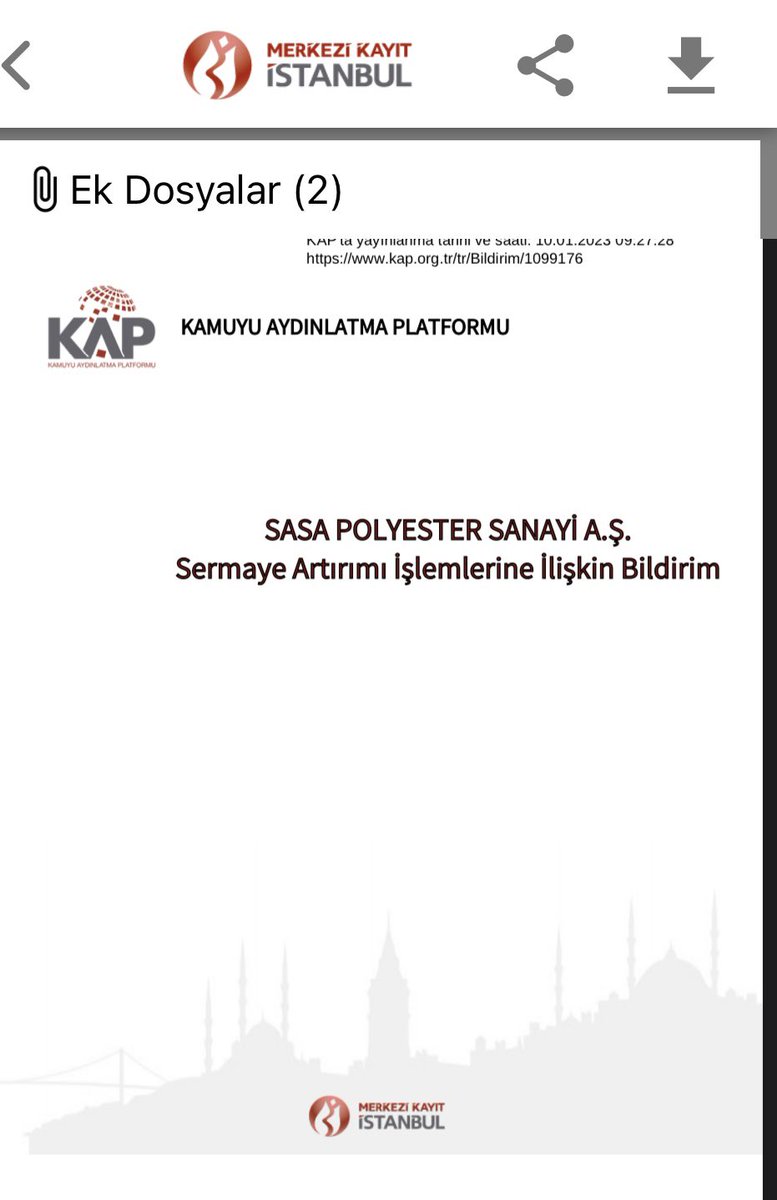 SASApolyesteras's tweet photo. Sermaye artırımına ilişkin KAP duyurusu eklidir. https://t.co/9QIC8r1C1H