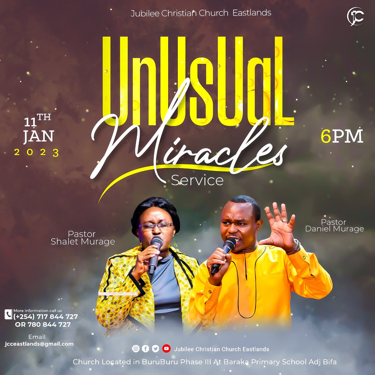 pastordanmurage's tweet photo. UNUSUAL MIRACLES SERVICE
This Wednesday, come expectant for supernatural testimonies!
• Time: 6:00pm
Call/ Text: (+254) 717 844727 or 780 844727
Email: jcceastlands@gmail.com
God bless you!
#UnusualMiraclesService
#PossessYourPossession
#JCCEChangingLives
@Jcceast https://t.co/uMjrcflpHx