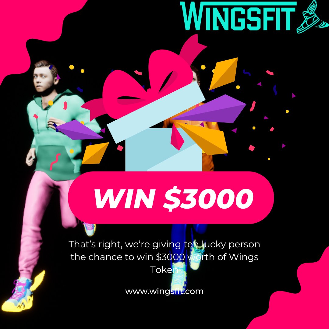 Wingsfitcom's tweet photo. 🔥🔥2023 Win $3000 Worth of WINGSFIT!🔥🔥

That’s right, we’re giving ten lucky person the chance to win $3000 worth of Wings Token. To enter, simply follow the steps in the competition box.

CLICK HERE TO WIN $3000: https://t.co/RtHoiZM6Tz
Date: 11/1-31/3

#win #crypto #wingsfit https://t.co/uY20ecDU4v