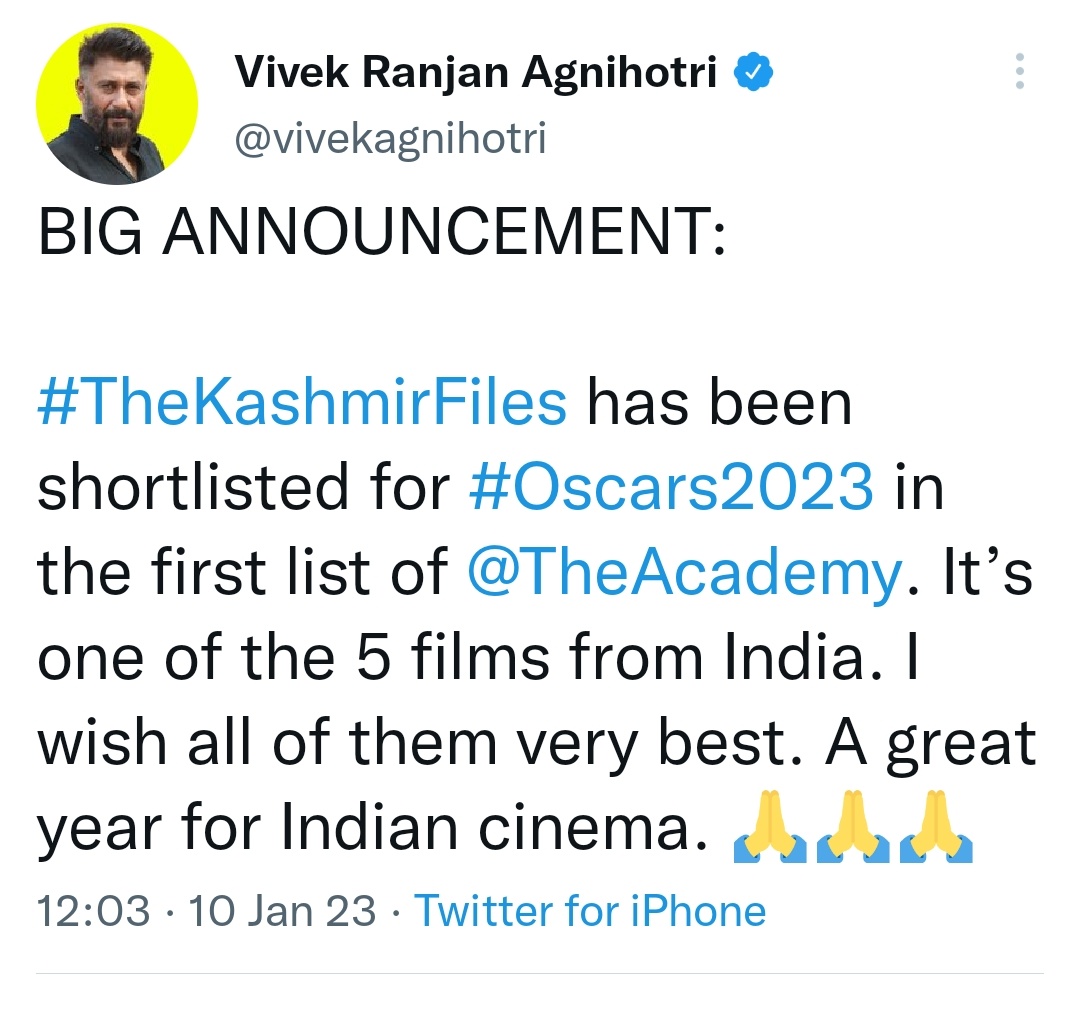 im_vandy's tweet image. This shud be shown bold and beautiful to #nadavlapid &amp;amp; his chamcha gang.
Heartiest congratulations @vivekagnihotri Sir 🎉👏 More power to you 👏👍
Good luck for #TheVaccineWar 👍