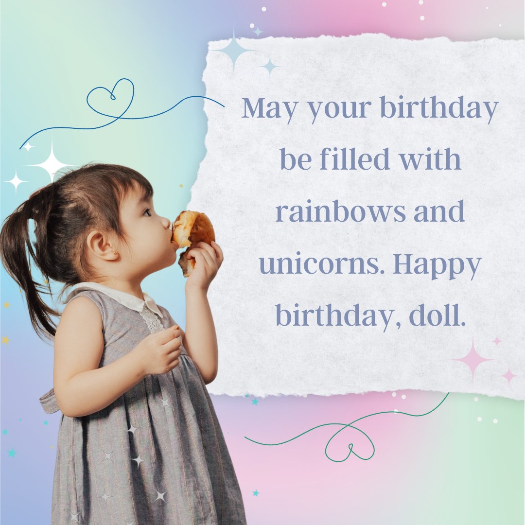 May your birthday be filled with rainbows and unicorns. Happy birthday, doll 🍩 #birthdaywishes #birthdaygirl