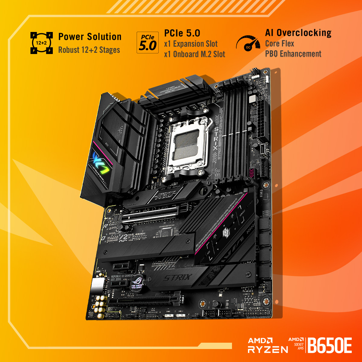 ASUS_ROG's tweet photo. Build your next gaming rig with an ROG B650E-F motherboard and high-efficiency 65-watt AMD Ryzen™ 7000 Series processor to enjoy great performance with lower energy consumption.

Check it out. ▶️ https://t.co/96SYrQjpII

#ROGStrixB650 #AsusB650 #AM5 https://t.co/iSYiLGkzi1