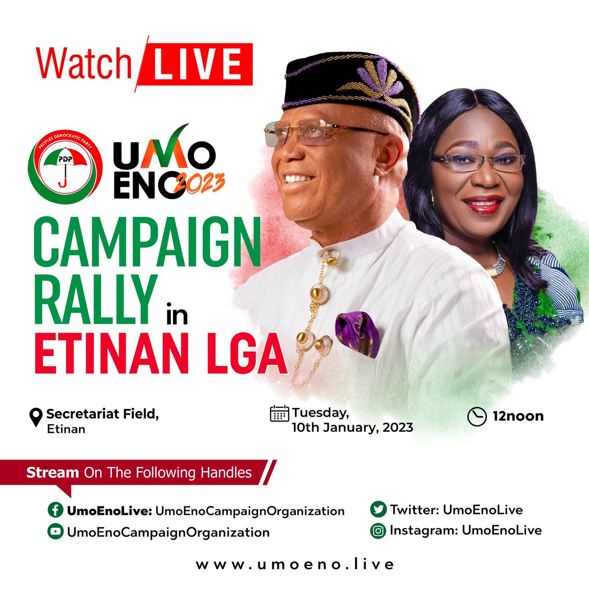 PDP governorship campaign train berths in Etinan LGA, today. 

Subscribe to our YouTube Channels to watch more exciting campaign videos.

Youtube: youtube.com/@umoenocampaig…

Facebook: facebook.com/umoenocampaign… 

Watch Live @ umoeno.live
#UmoEnoLive #AkwaIbomIsPDP #VotePDP