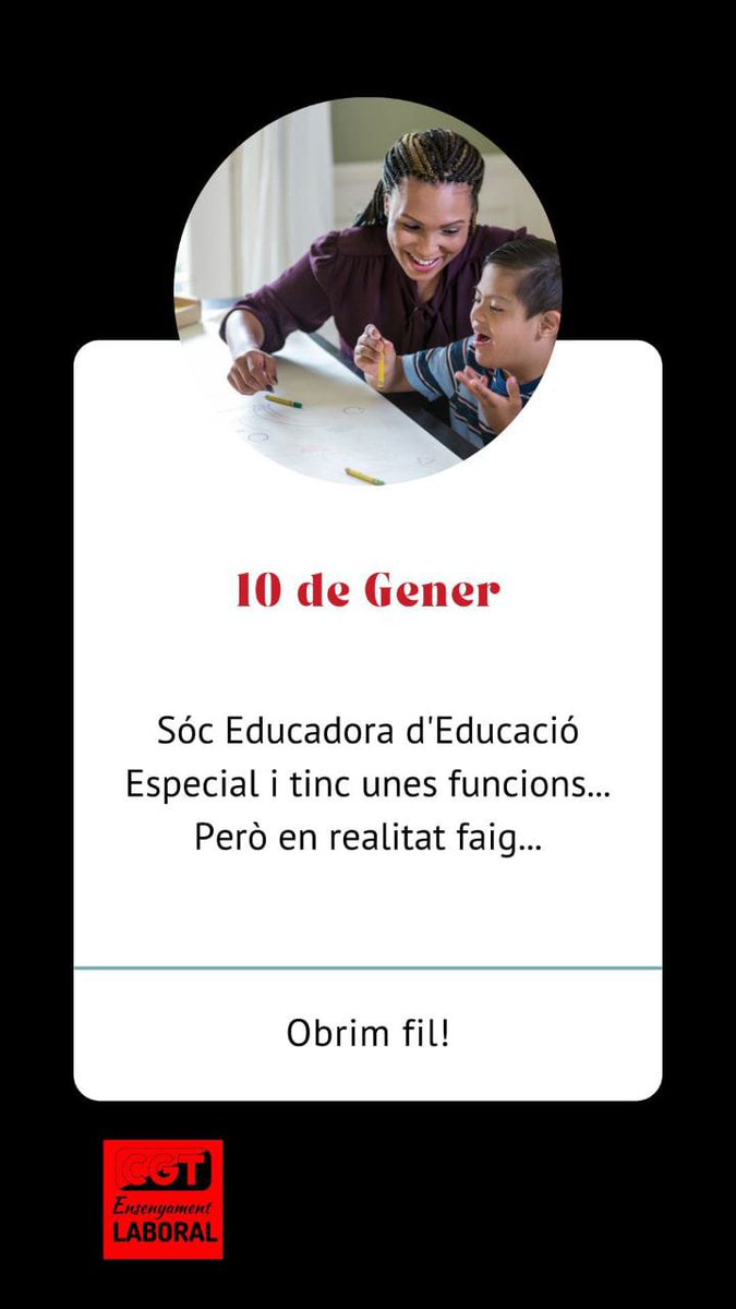 ⬇️Seguim amb els fils⬇️

"Sóc EEE i tinc unes funcions... Però en realitat faig..."

⚠️El PAE existeix ‼️

#CgtLaboralsEnsenyament
#lalluitacontinua
#alapúblicahipintemtotes 

<a href="/educaciocat/">Educació</a> <a href="/JosepGCambray/">Josep G. Cambray</a> <a href="/Esquerra_ERC/">Esquerra Republicana</a>