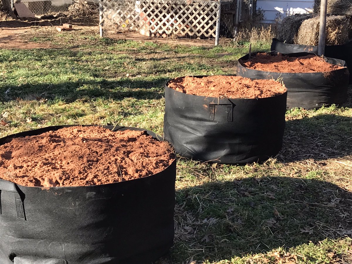 Prepping for spring gardening. I’ve got four beds now, using a modified hugelculture setup in non-woven fabric. #hugelkultur #raisedbeds