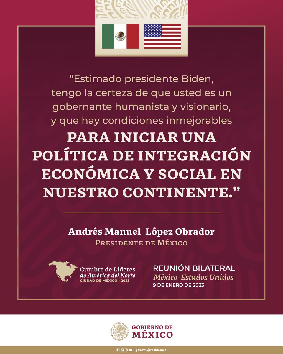 Reunión bilateral México-Estados Unidos. 9 de enero, 2023.