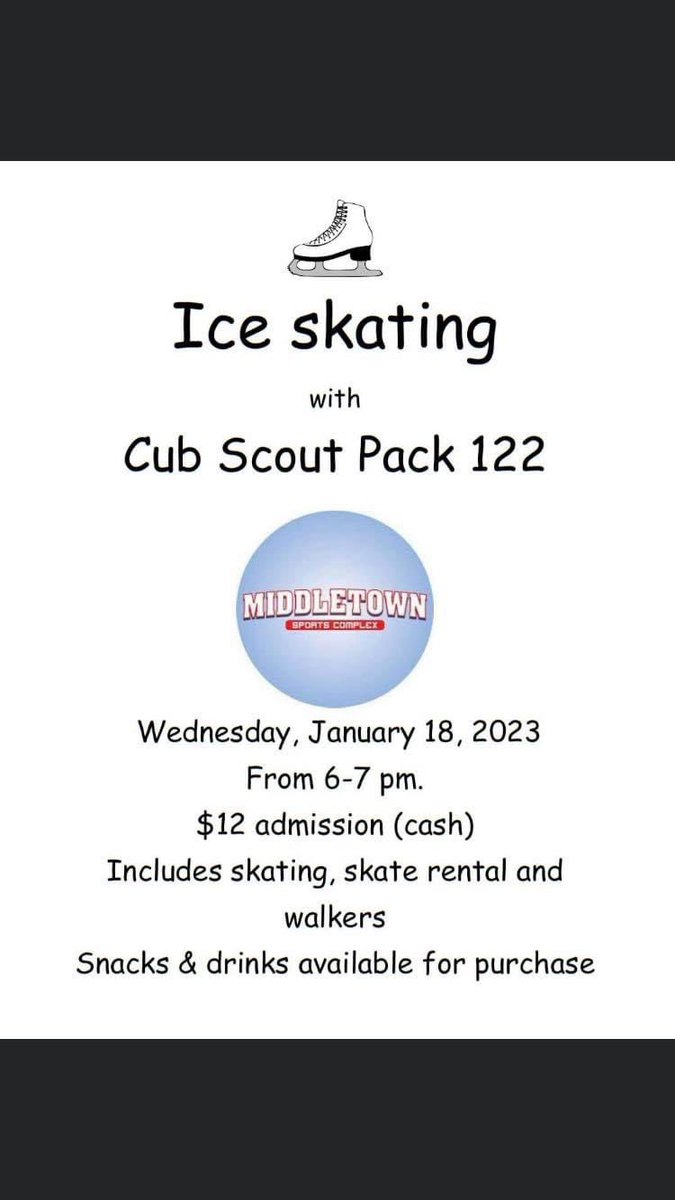 ClareRusso111's tweet photo. Join us for some ice skating fun on January 18th 6-7pm Middletown Ice Rink! @NewMonmouthElem @122Pack https://t.co/FcdI2tNu6E