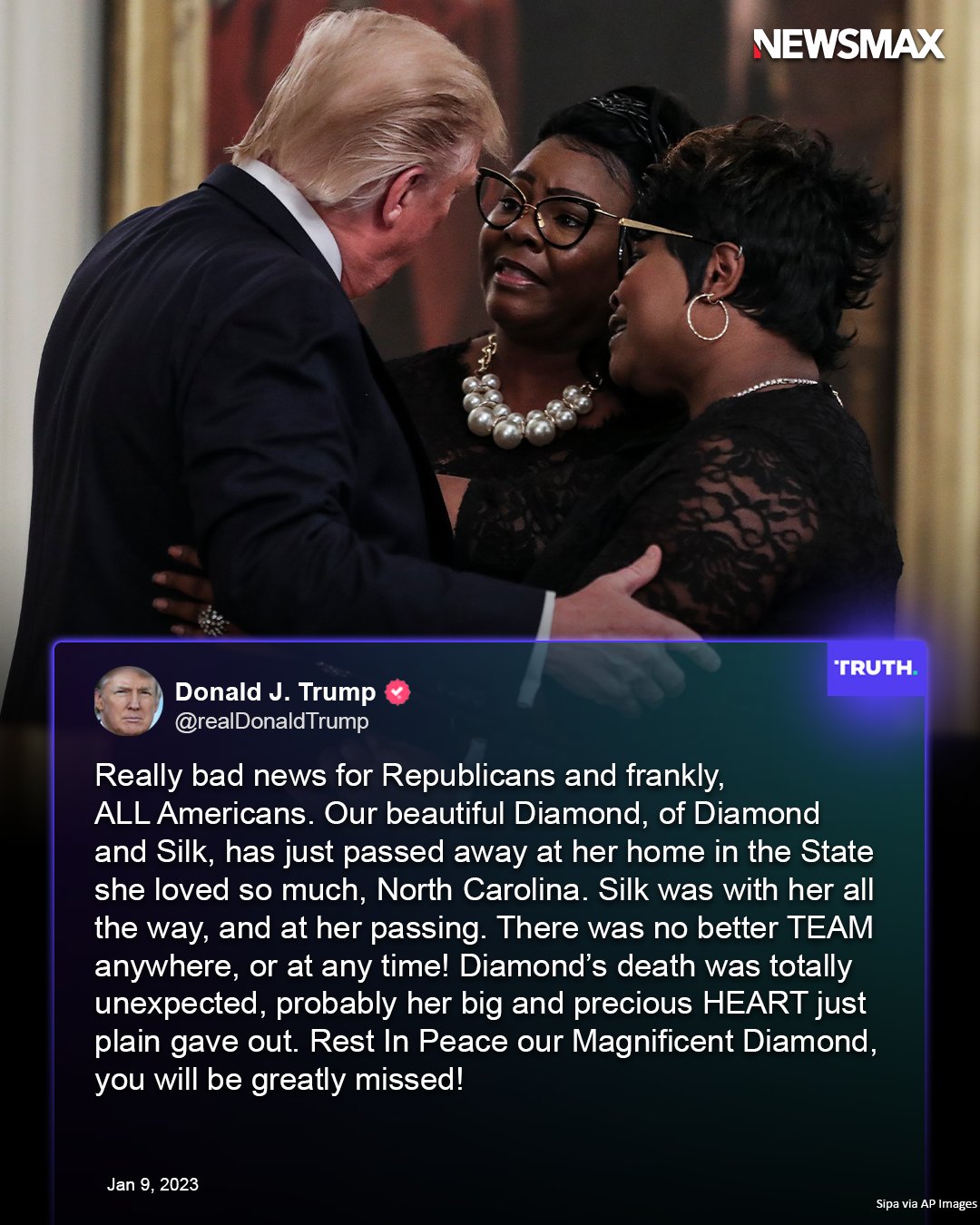 NEWSMAX on Twitter "'OUR BEAUTIFUL DIAMOND' Donald Trump mourns the(00)