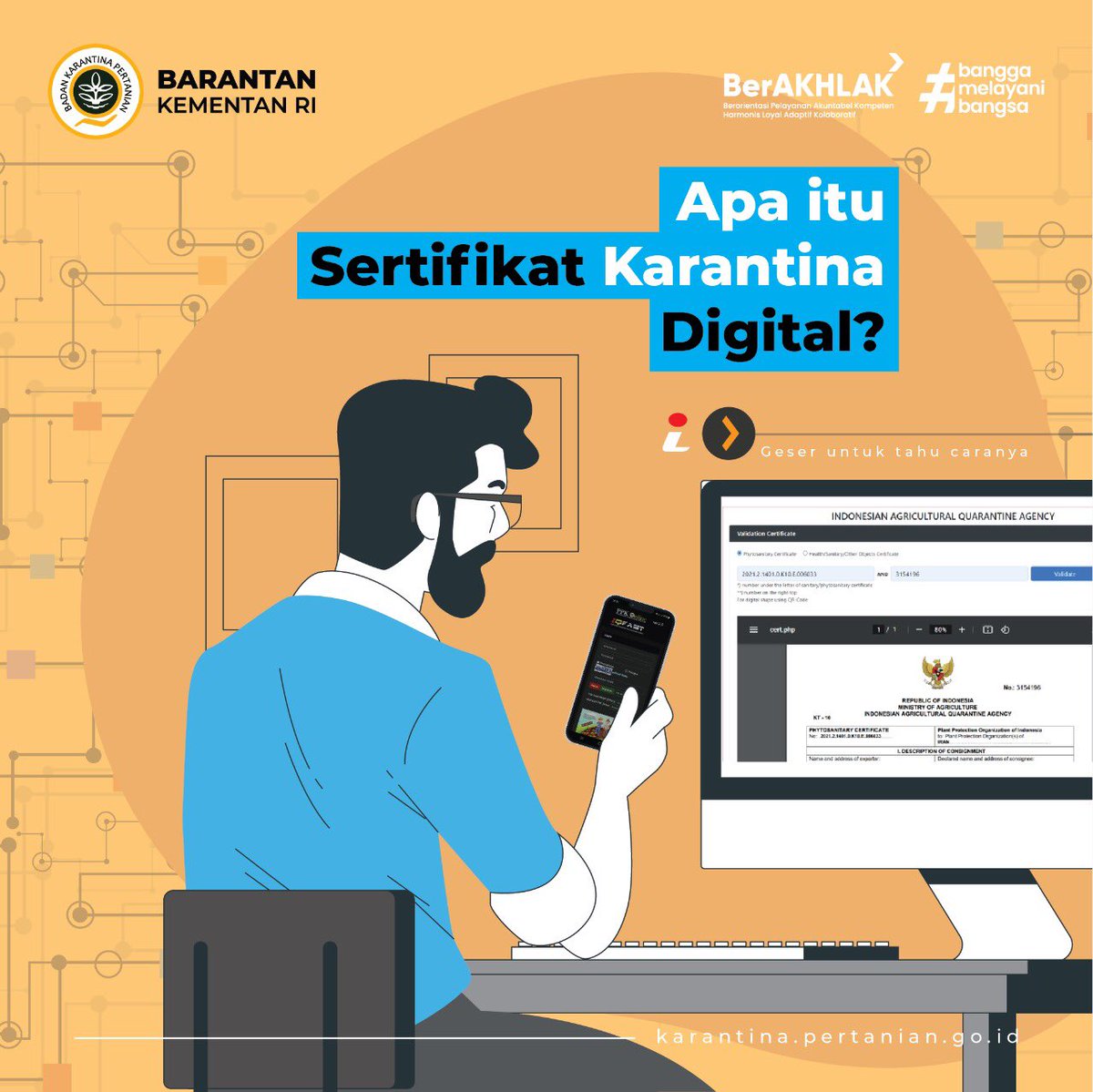 BarantinRI's tweet image. Kini u/mendapatkan sertifikat Karantina Pertanian sudah dapat dilakukan secara digital.

Cukup pindai barcode dg aplikasi QR Code dari manapun Anda berada. 
Info lebih lanjut &amp;gt;&amp;gt; swipe, swipe atau hubungi linktr.ee/badankarantina…

#DigitalisasiLayanan
#KarantinaPertanian.