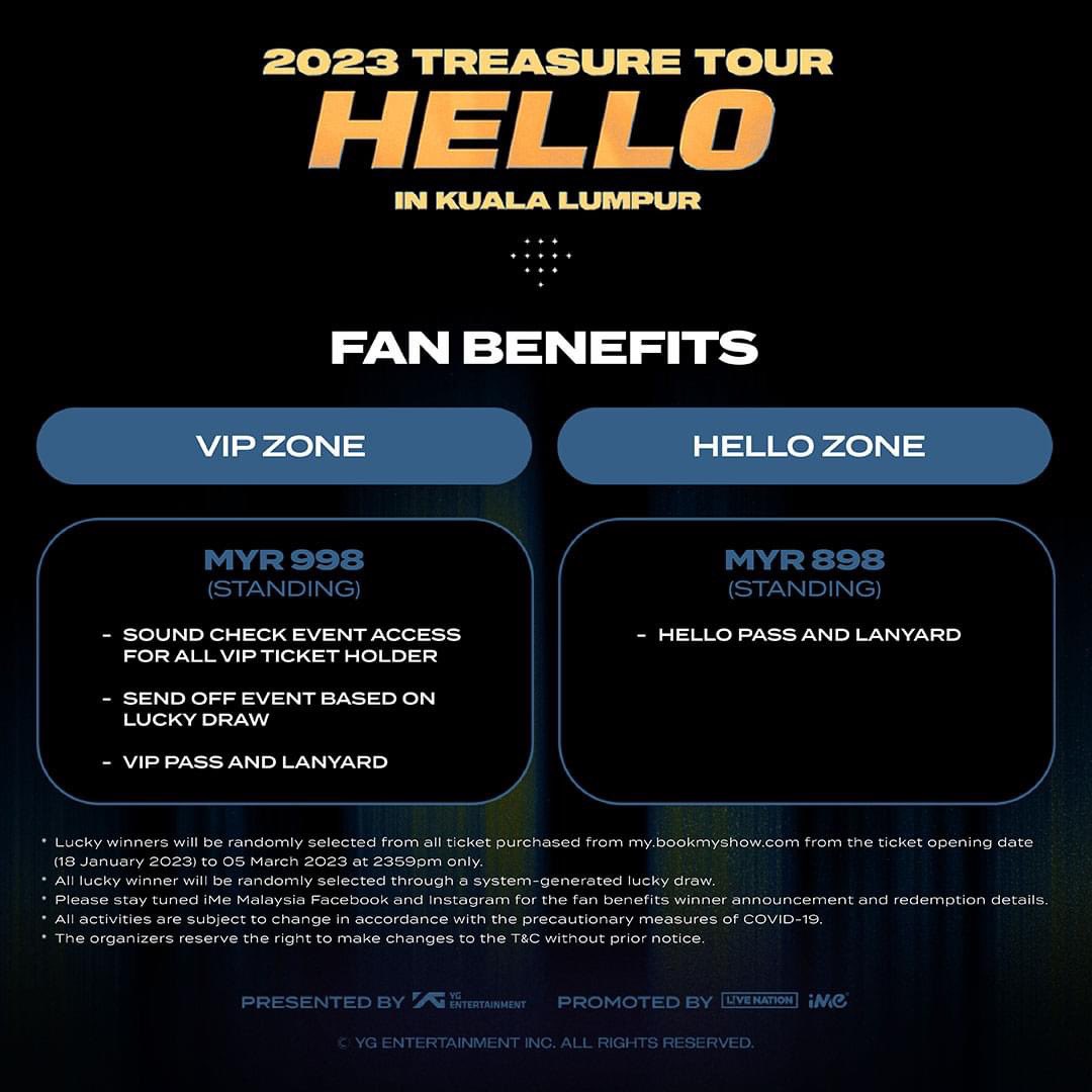 _hallyupop's tweet photo. 𝟮𝟬𝟮𝟯 𝗧𝗥𝗘𝗔𝗦𝗨𝗥𝗘 𝗧𝗢𝗨𝗥 𝗛𝗘𝗟𝗟𝗢 𝗜𝗡 𝗞𝗨𝗔𝗟𝗔 𝗟𝗨𝗠𝗣𝗨𝗥 

𝗧𝗜𝗖𝗞𝗘𝗧 𝗦𝗔𝗟𝗘 𝗗𝗘𝗧𝗔𝗜𝗟𝗦

HELLO, TREASURE MAKERS! 

Concert Details:
Date: 11 March 2023 (Saturday)
Time: 06:00PM
Venue: Malawati Indoor Stadium, Shah Alam

#TREASUREinKL #HELLOinKL https://t.co/rgsR53OWJh