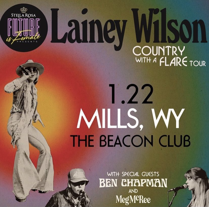 TheBeaconClub1's tweet photo. Who else is counting down the days til we see @laineywilson Sneakin’ to the Beacon?! We couldn’t be more excited! #bellbottomcountry #sneakintothebeacon #wherethecowboysgosneakin #casperwy #livemusic https://t.co/Rq89Cqws8Y