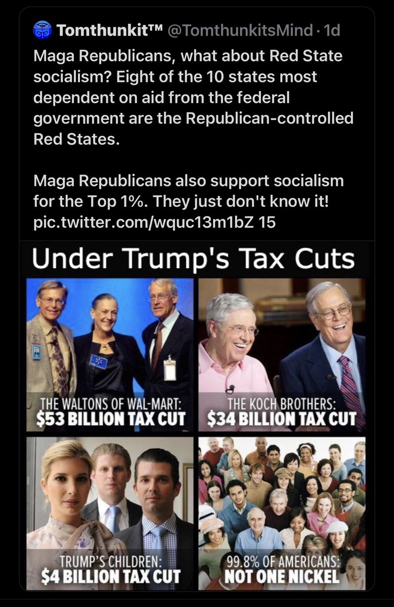 <a href="/4TaxFairness/">Americans For Tax Fairness</a> Yes, Repubs have to serve and satisfy their billionaire donor masters. 🐩 It’s always at the expense of average working Americans.

Why would an average person ever vote Republican, when everything Republicans do undermines hard working Americans? 🙄🤦🏻‍♀️🤷🏻‍♀️

#DemVoice1 #ProudBlue