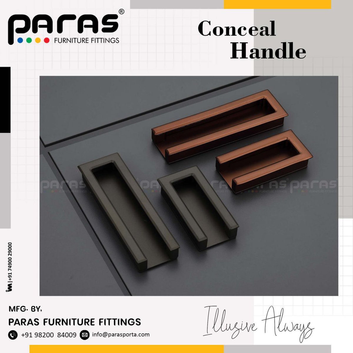 ibais_hardware's tweet photo. PARAS ENTERPRISES (MUMBAI)

For enquiry via WhatsApp click: 
https://t.co/hrw4vzR3wU
 
Mr. Nitin Shah - 98200 84009
Mr. Priyen Shah - 98335 44893
#concealhandle #mirrorcap #towelrack #knobhardware #doorstopper #keystand #glassdoorhandle #curtainsupport #homedecor 
.
@IBAISMEDIA https://t.co/QZMyCnxuVj
