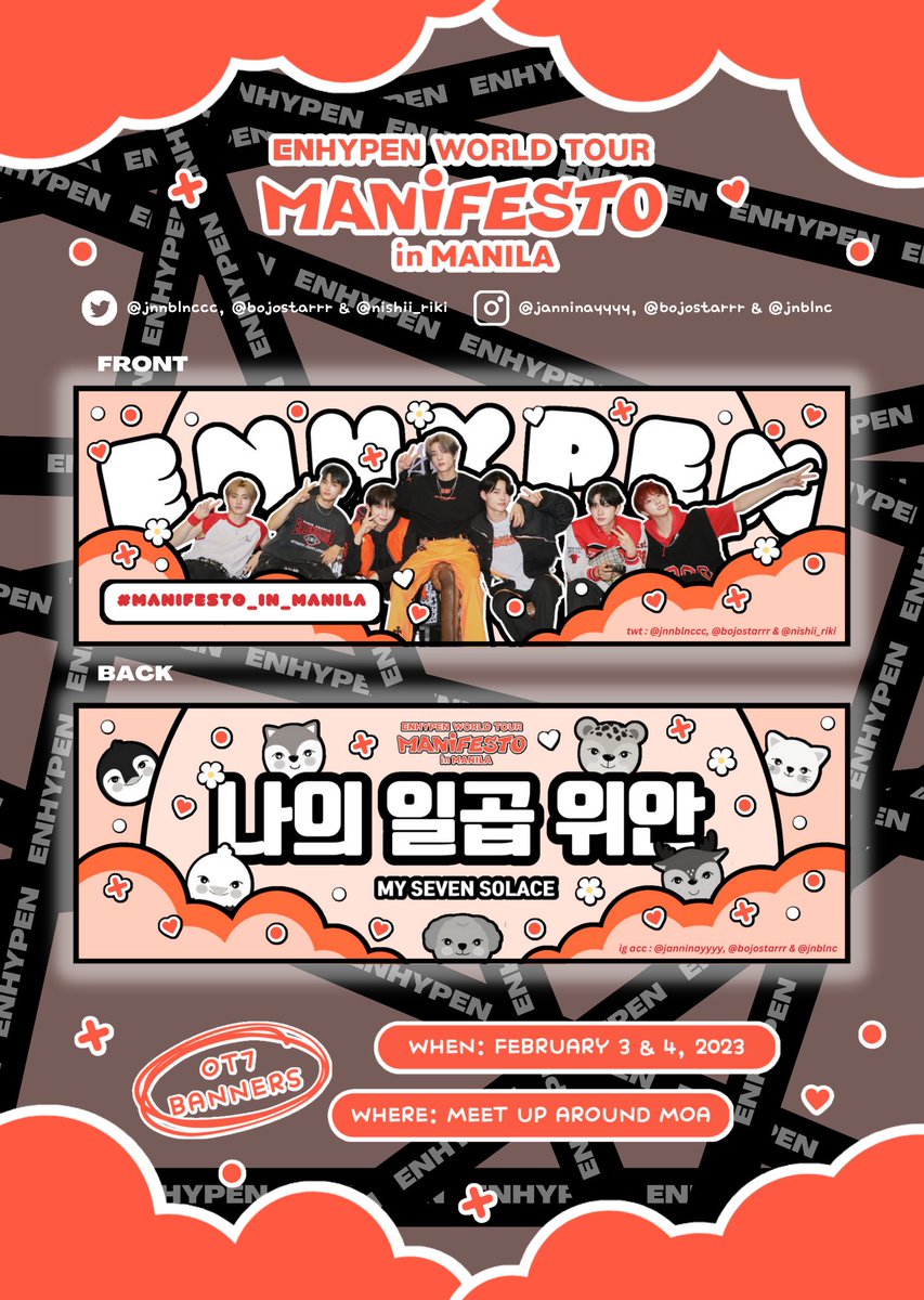 nishii_riki's tweet photo. ⟢ENHYPEN #MANIFESTO_IN_MANILA 𓂃۰ ໋࣭ 

hand banners fan project freebies by bojostarr, jnnblnccc &amp; nishii_riki ♡

❥  super limited qty only
❥  mfb our acc, like &amp; rt
         ↳ open for donations 
❥  strictly 1:1 / open to all !! 🫶🏻
❥  loc &amp; time tba

see u on feb 3-4 🎀 https://t.co/5FiSeURvsF
