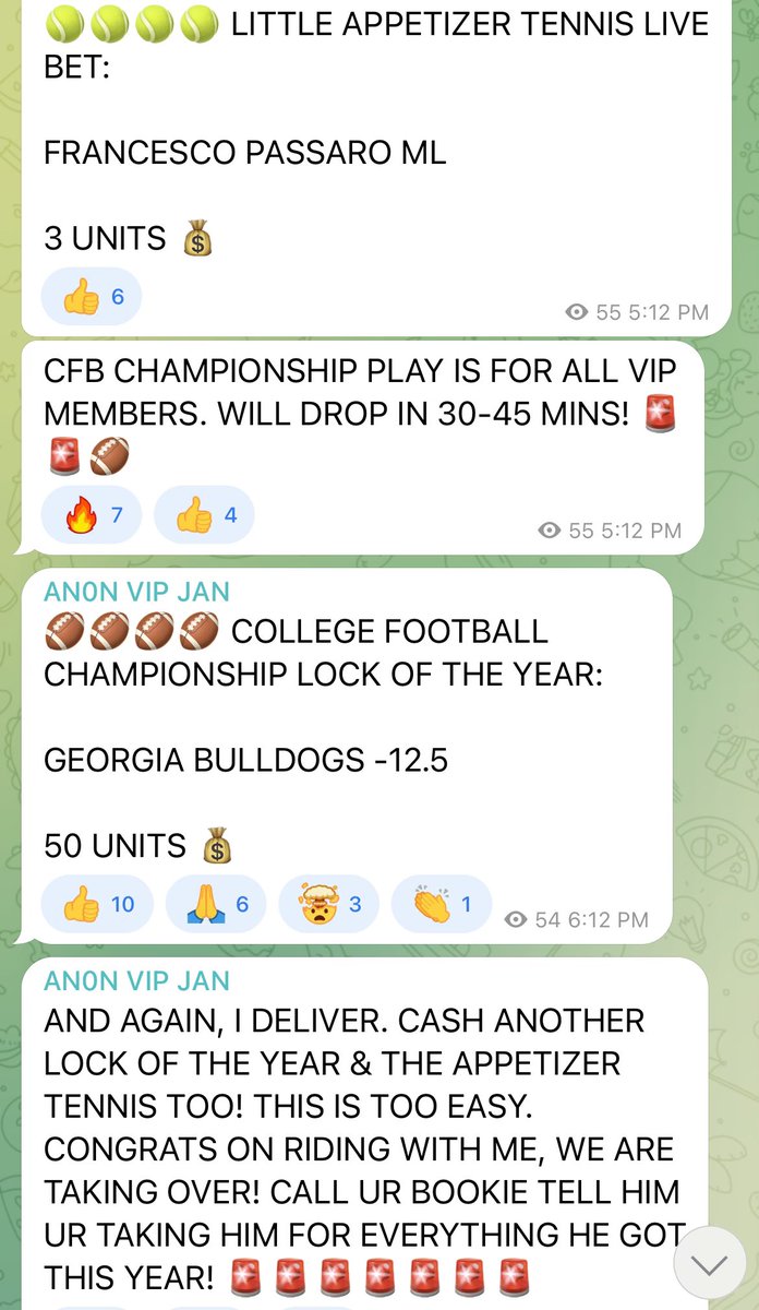 I TALK MY TALK, THEN I WALK IT! 🗣️

🚨 IN JUST 9 DAYS IN 2023, HERE ARE VIP STATS: 

+260 UNITS 💎

✅ $10 BETTORS ARE UP $2,600 
✅ $100 BETTORS ARE UP $26,000 
✅ $1,000 BETTORS ARE UP $260,000

THE GREATEST ROI IN HISTORY FOR VIP MEMBERS! 🔮

#GAMBLINGTWITTER #BETTINGTIPS