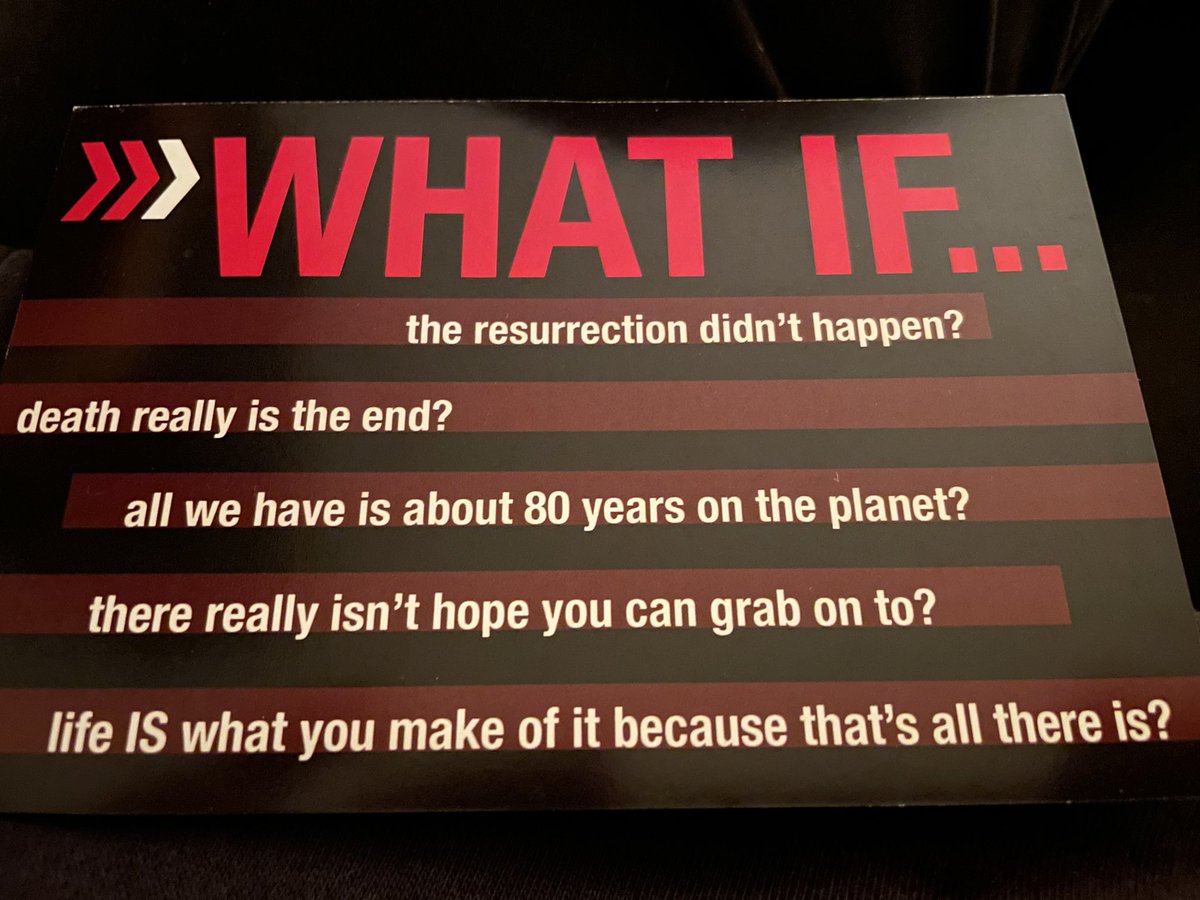 FaithfulAthei5t's tweet photo. This is one side of an #Easter invitation from 2012. I think it’s supposed to be scary, but these questions now motivate me to live each day to the fullest! #QuestionsaretheAnswer #Atheism #CriticalQuestions #CriticalThinking #OneLife https://t.co/quCRwnQi84