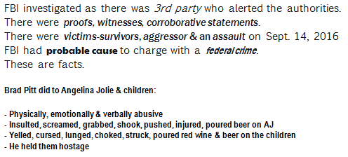 NoToAbuse_'s tweet photo. #BradPittIsAnAbuser & his PR team are doing all its efforts & attempts to bury the issue of abuse/assault that happened on Sept. 14, 2016.
It's sickening to know that he's not held accountable & doing things as if nothing happened while his previous family was traumatized. https://t.co/v3TQSc6ESt