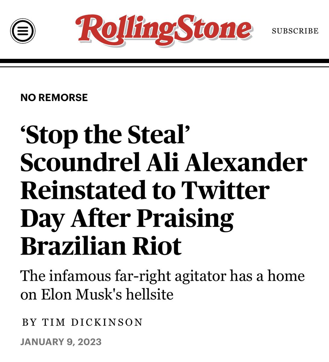 AmoneyResists's tweet photo. .@elonmusk continues his reinstatement of insurrectionists, Neo-Nazis, and domestic terrorists with the reactivation of Ali Alexander’s Twitter account, just days after the two year anniversary of 1/6 AND his praising the insurrection in Brazil.
#StepDownElon https://t.co/l2DiGarwL9