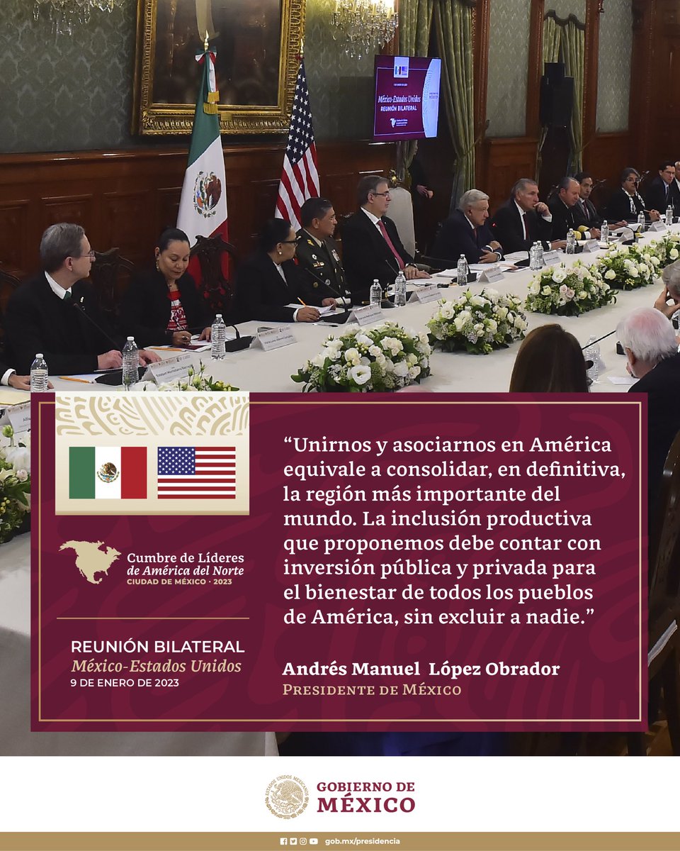 Reunión bilateral México-Estados Unidos. 9 de enero, 2023.