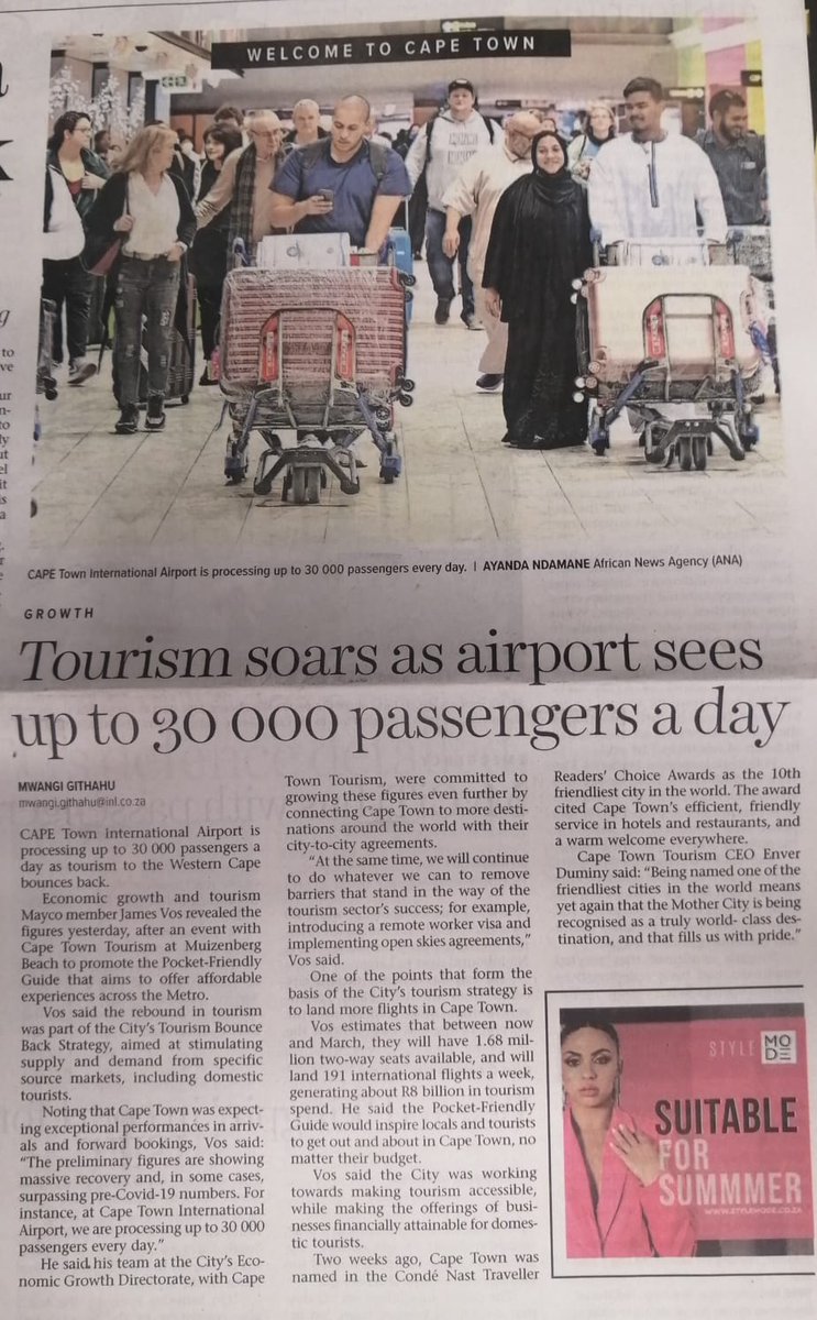 VosJames's tweet photo. Hard work pays off. Tourism in Cape Town reaches new heights. We will grow this even further. Watch this space. ✈️✈️✈️ https://t.co/Mx0lMuznmS