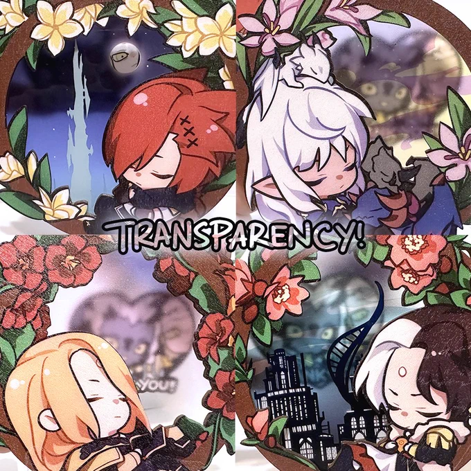 planning my shop opening for this weekend!!! thank you all for your patience (。•́-ก̀。)i'll finally have my wood standees in stock again plus new designs!! they come with transparent acrylic backgrounds now \o/ 