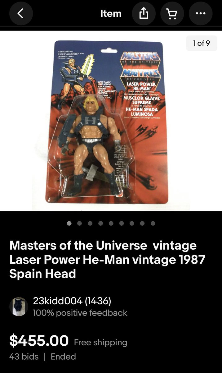 CollectorsPower's tweet photo. Would you have bid higher? 

#HeMan #LaserSwordHeMan #EBay #MastersOfTheUniverse #MOTU #Vintage https://t.co/Ql8yszQJzt