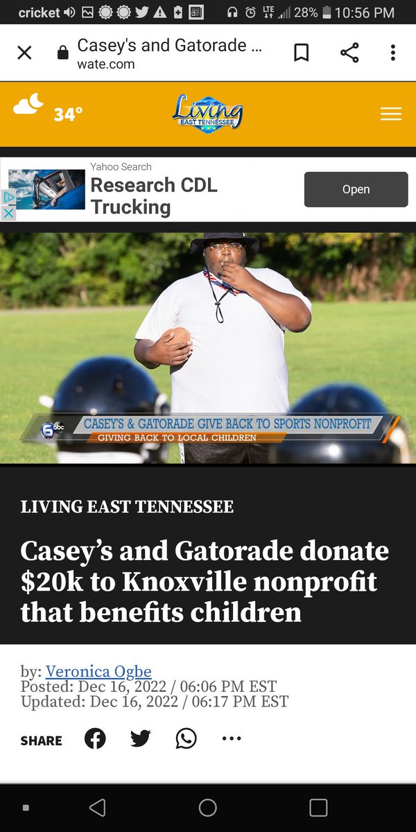 I know ALL in the newsstory are my coaches from my MCA GRIZZLES #MCAGRIZZLIES im the only coach living with #tourettesyndrome that teaches everyone in this story. Casey’s and Gatorade donate $20k to Knoxville nonprofit that benefits children wate.com/living-east-te…