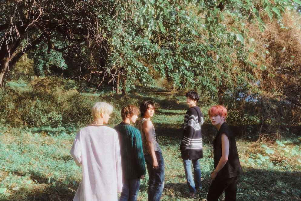 TAEHYUUIN's tweet photo. Under the thick evergreens, we took a moment to appreciate these beauty of natures. The five princes who were able to break free of their bonds ran without feeling the tiniest load that remained. Just us and our youth, living life as if it were a reality-based daydream. https://t.co/Lu8ty2tkEs