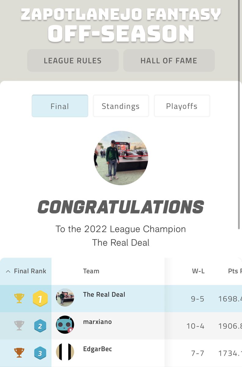 JBecerraN's tweet photo. @NFLFantasy Top of the chart 🥇 https://t.co/PC0fIeqdBu