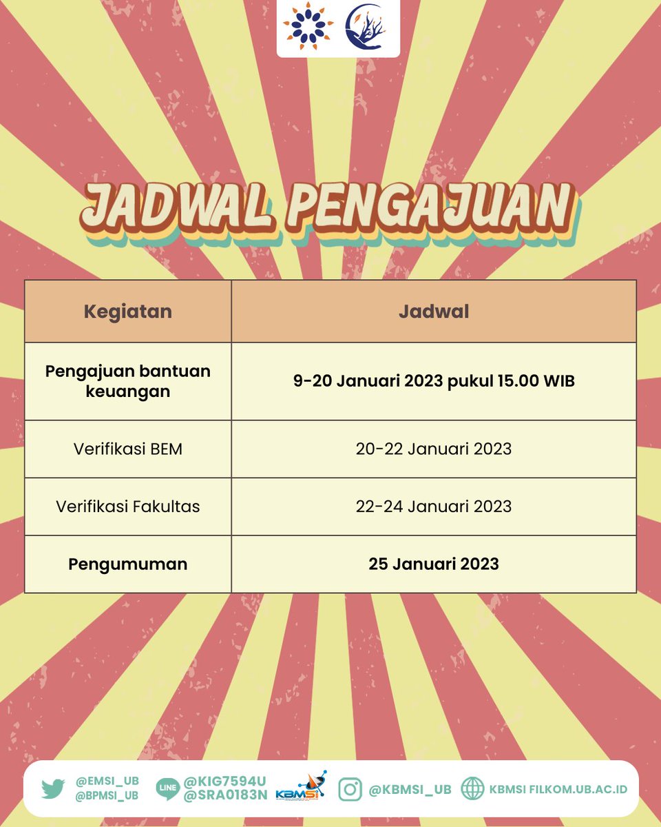 emsi_ub's tweet photo. [PENGAJUAN BANTUAN KEUANGAN MAHASISWA LAMA SEMESTER GENAP TA. 2022/2023]

Semangat Pagi, KBMSI!

Ada info terbaru terkait Pengajuan Bantuan Keuangan Mahasiswa Lama Semester Genap TA. 2022/2023. Selengkapnya bisa cek ig @kbmsi_ub ya!

SI JAYA!

#KolaboraSIBeraksi
#DemokraSIBeraksi https://t.co/SSutvhlW6o