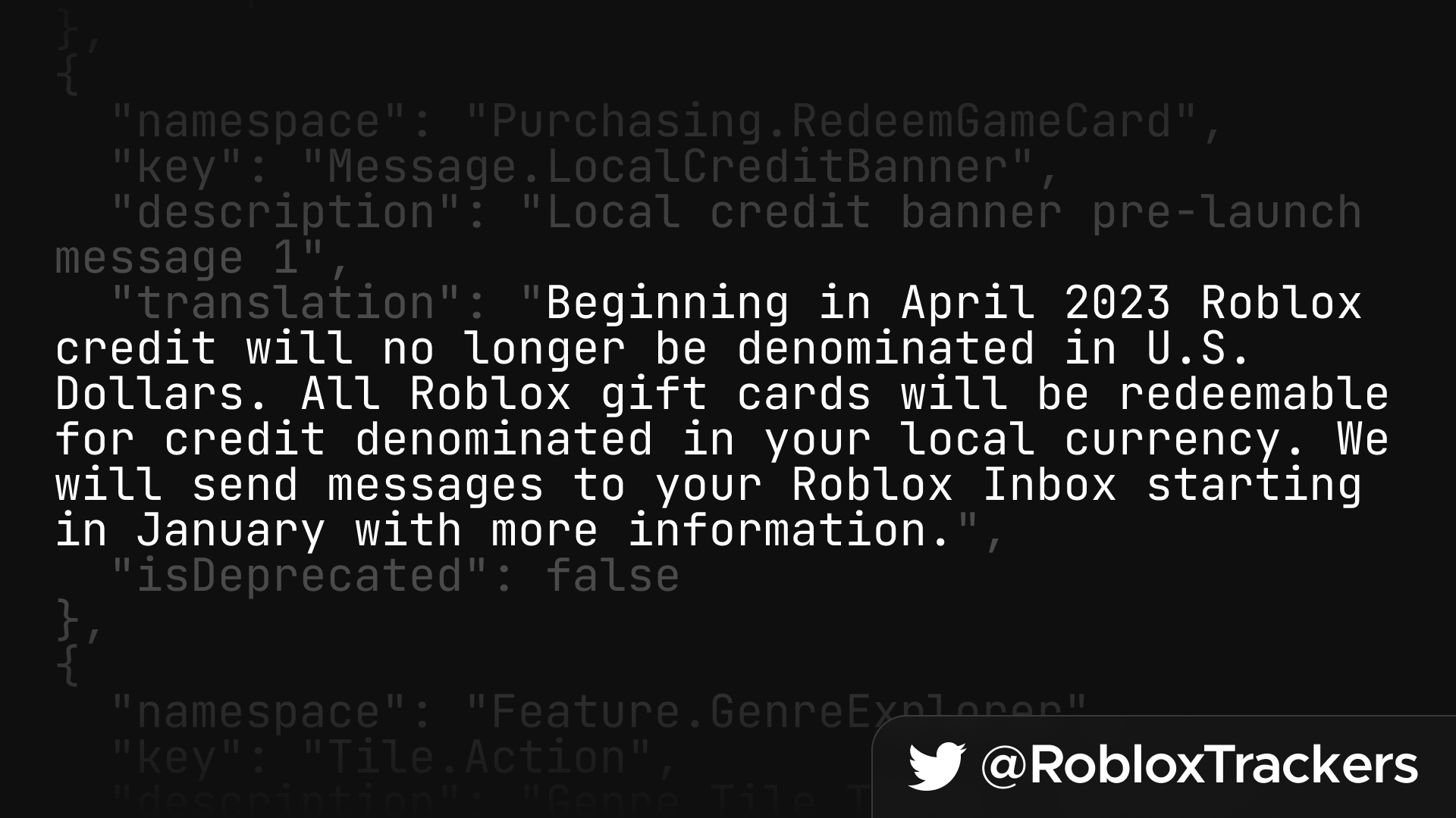 Roblox Trackers on X: 🪙 Beginning in April 2023 Roblox credit will be  denominated in your local currency rather than U.S. dollars. #Roblox   / X