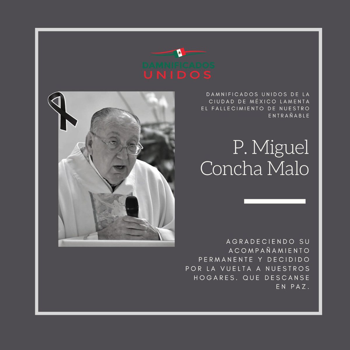 DUCDMX's tweet photo. Nos encontramos de luto por la pérdida de nuestro querido Padre Miguel Concha Malo, quien acompañó nuestro proceso durante todos estos años. https://t.co/yn4hiHvKG0