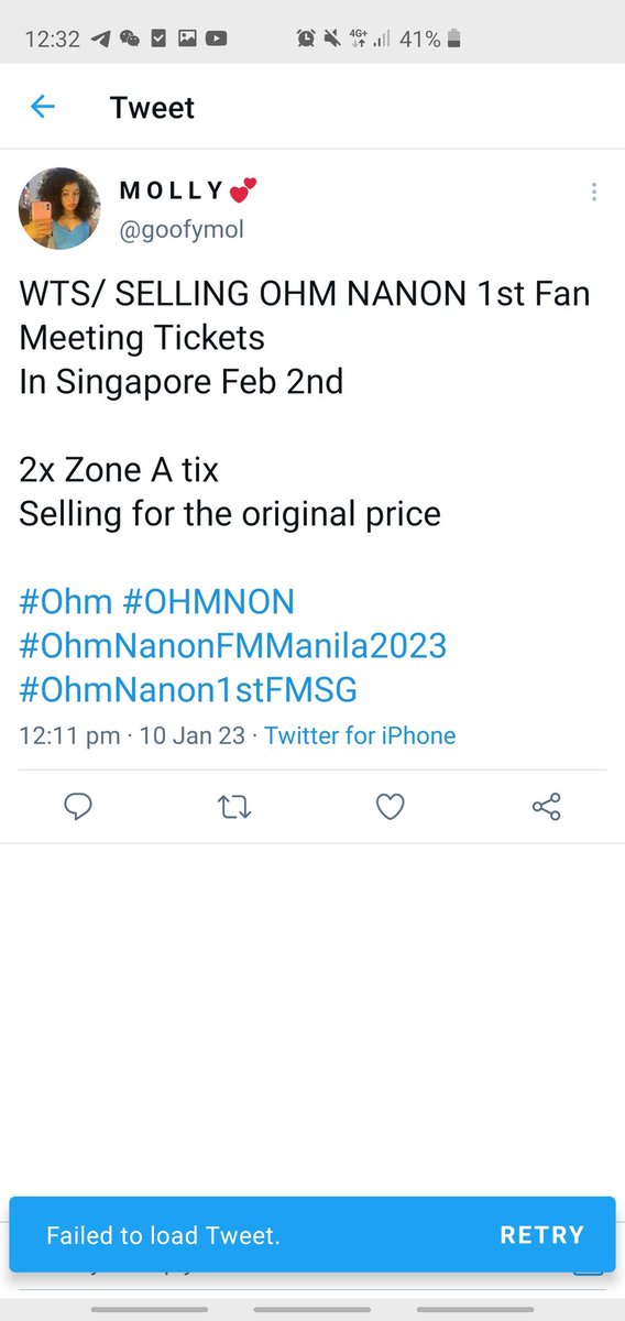 multifansupport's tweet photo. Anyone who wants to buy tix from this person , pls be careful. I just chat with her. The ss she send me and her words don't match. Not sure if she is a scalpers or not . Just be careful!  
#OhmNanon1stFMSG https://t.co/GVwlMDuyM6