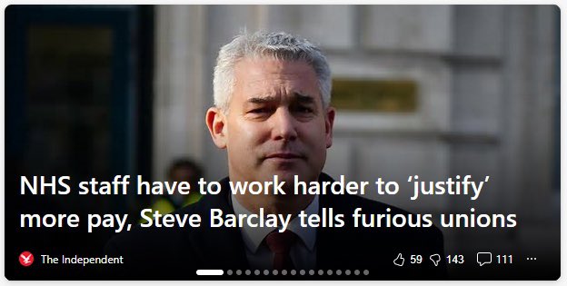 Dear @SteveBarclay, I get paid £15.50/hr working in A&E on a 48hr/wk contract and I'm on a 30min unpaid break during a night shift. Your NHS negligence kills 500 people a week and you're telling us to work harder?! May I prescribe a visit to @specsavers? #SOSNHS #DeathSecretary