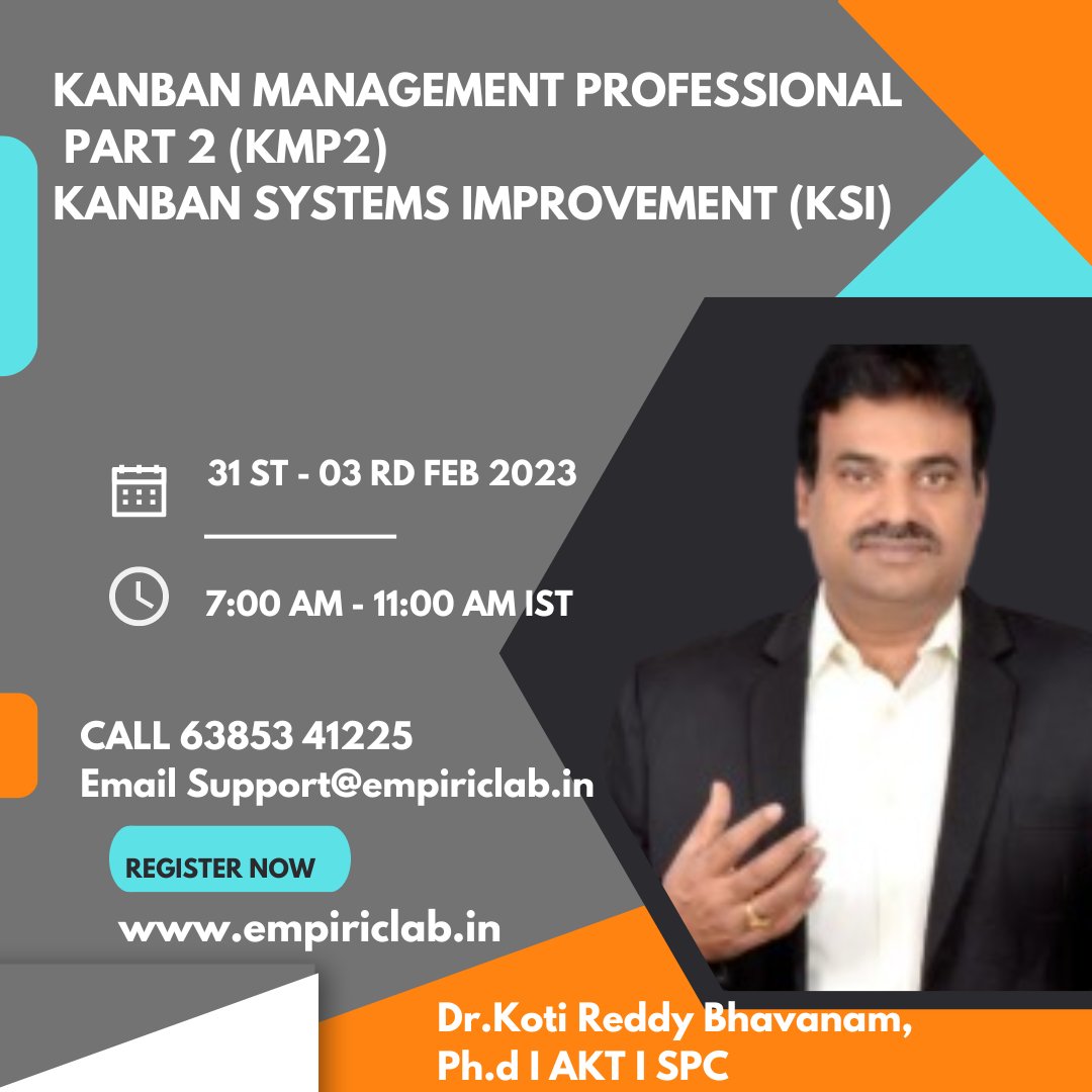 EmpiricManagem1's tweet photo. Kanban Management Professional is a 2-day advanced level course that will help participants build on their existing knowledge of the Kanban Method Call 6385341225,support@empiriclab.in
https://t.co/FlRohn1aTa
#kmp2 #certification #Training #kanban #JobSearch @KotiBhavanam https://t.co/kR9kXcPWvn