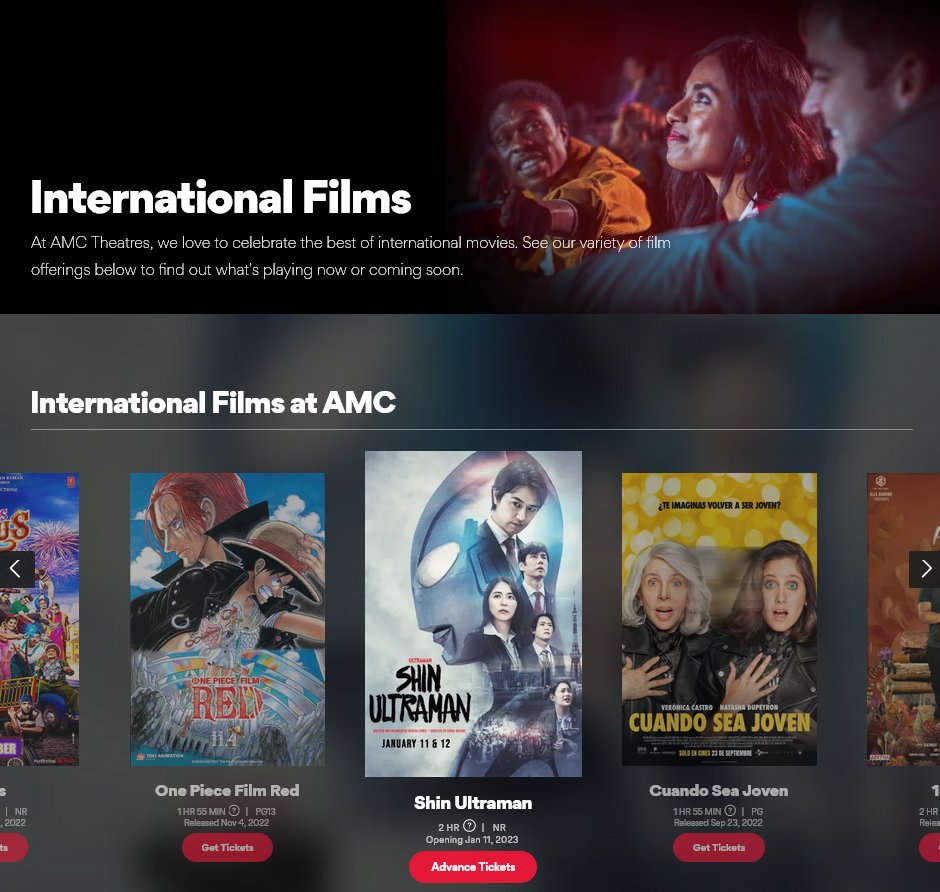 Did you know you can search for #InternationalFilms playing now or coming soon with @AMCTheatres?

At #AMC Theatres, we love to celebrate the best of international movies.

International Films
FindOutMore: amctheatres.com/programs/inter…