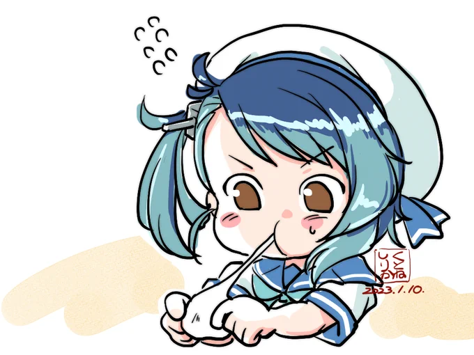 おもちvsお餅(だいたい30分描き福江さん) 