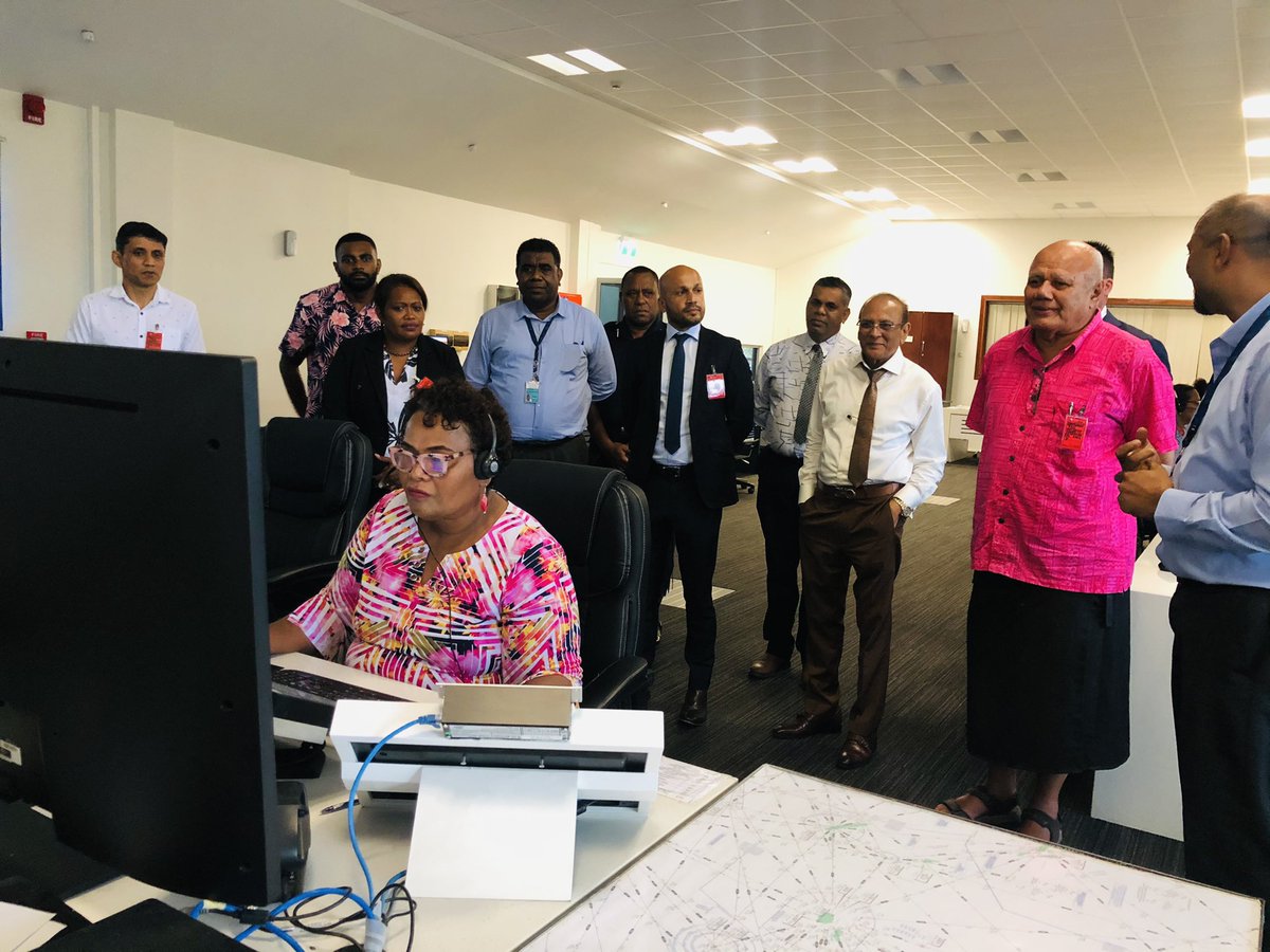 NadiAirport's tweet photo. Fiji Deputy Prime Minister & Hon Minister for #CivilAviation #Tourism @BillGavoka, Hon Asst Minister @AlitiaBainivalu & PS @axeshane was also given a brief tour of the Air Traffic Management enter & the Air Traffic Control Tower 🇫🇯✈️ https://t.co/kGJchY7vre