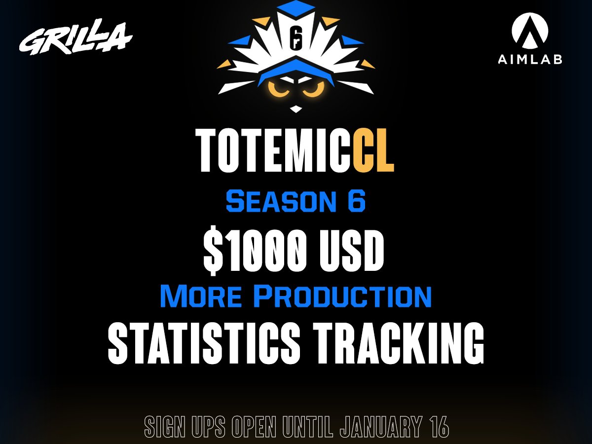 Remember to sign up for Season 6! With 6 participants we continue look for 6 more!

grilla.gg/g/totemic6