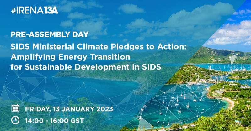 IRENA's tweet photo. 🔴Happening at #IRENA13A this week!

Upcoming @IRENA Assembly will host multiple ministerials to advance solutions &amp; key enablers such as invt., critical materials &amp; infrastructure for the #energytransition, also w/ a dedicated focus on geopolitical hotspots like Asia &amp; SIDS.